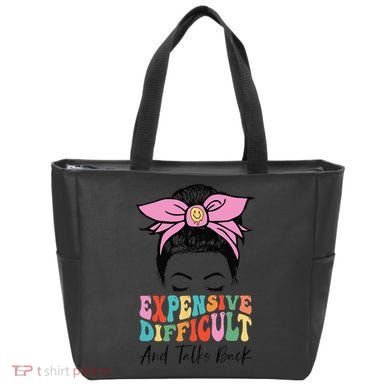 Expensive Difficult And Talks BacK Mother's Day Messy Bun Tote Bag