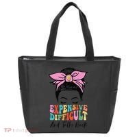 Expensive Difficult And Talks BacK Mother's Day Messy Bun Tote Bag thumb 0