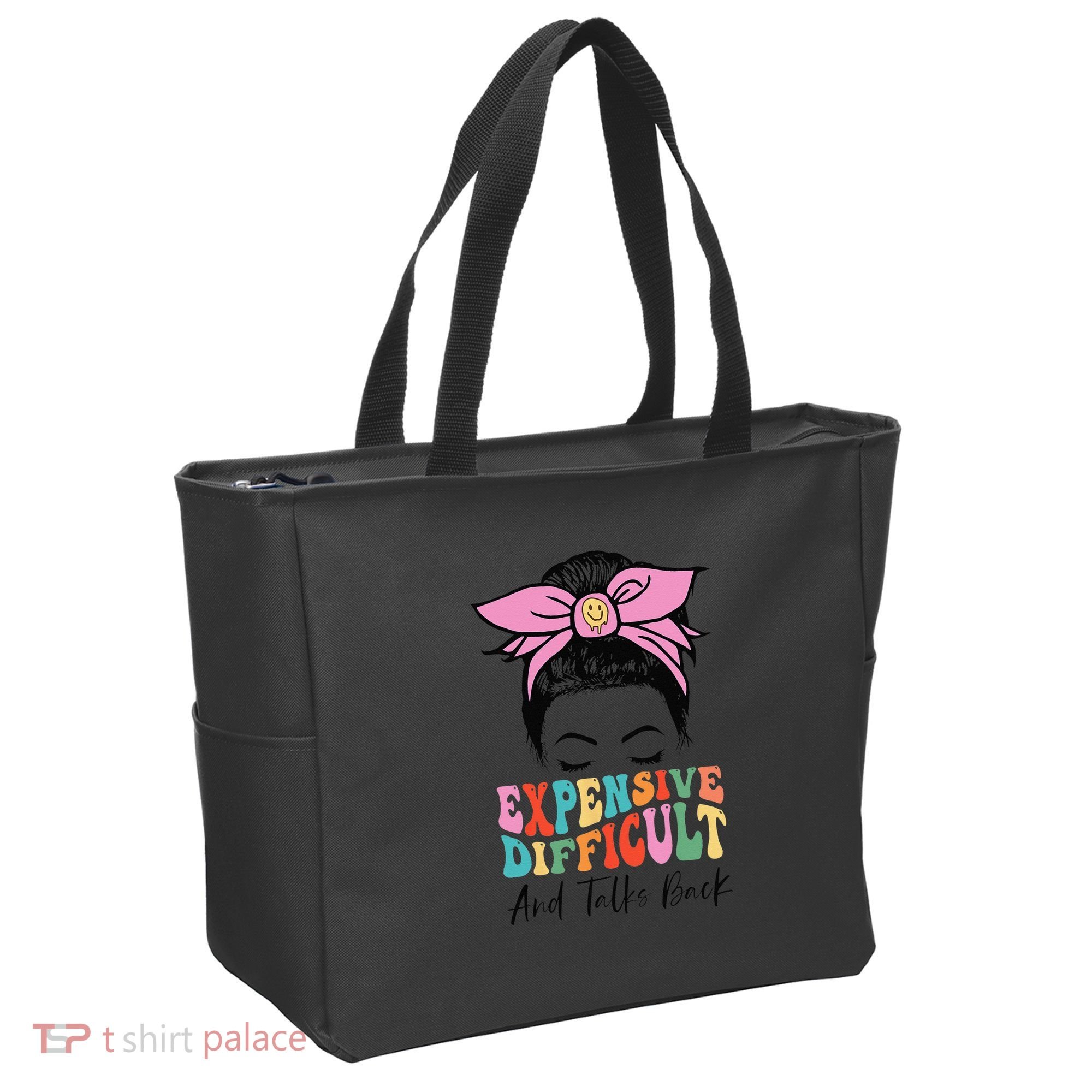 Expensive Difficult And Talks BacK Mother's Day Messy Bun Tote Bag