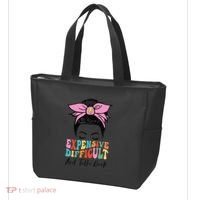Expensive Difficult And Talks BacK Mother's Day Messy Bun Tote Bag thumb 3