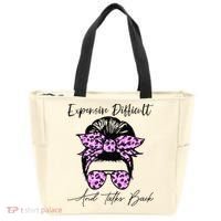 Expensive Difficult And Talks Back Messy Bun Leopard Pattern Tote Bag thumb 0