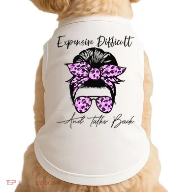 Expensive Difficult And Talks Back Messy Bun Leopard Pattern Doggie Tank
