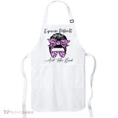 Expensive Difficult And Talks Back Messy Bun Leopard Pattern Apron