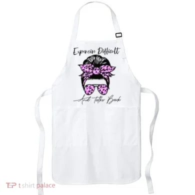 Expensive Difficult And Talks Back Messy Bun Leopard Pattern Apron