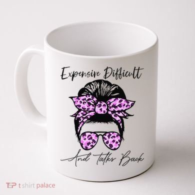 Expensive Difficult And Talks Back Messy Bun Leopard Pattern Coffee Mug