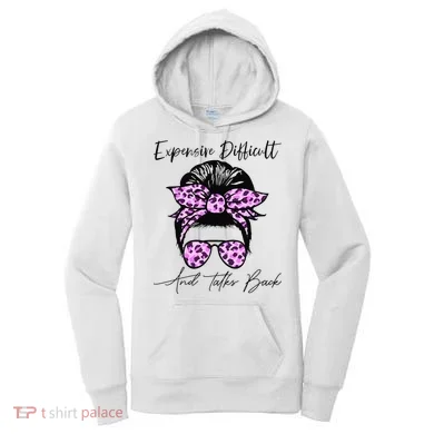 Expensive Difficult And Talks Back Messy Bun Leopard Pattern Women's Hoodie