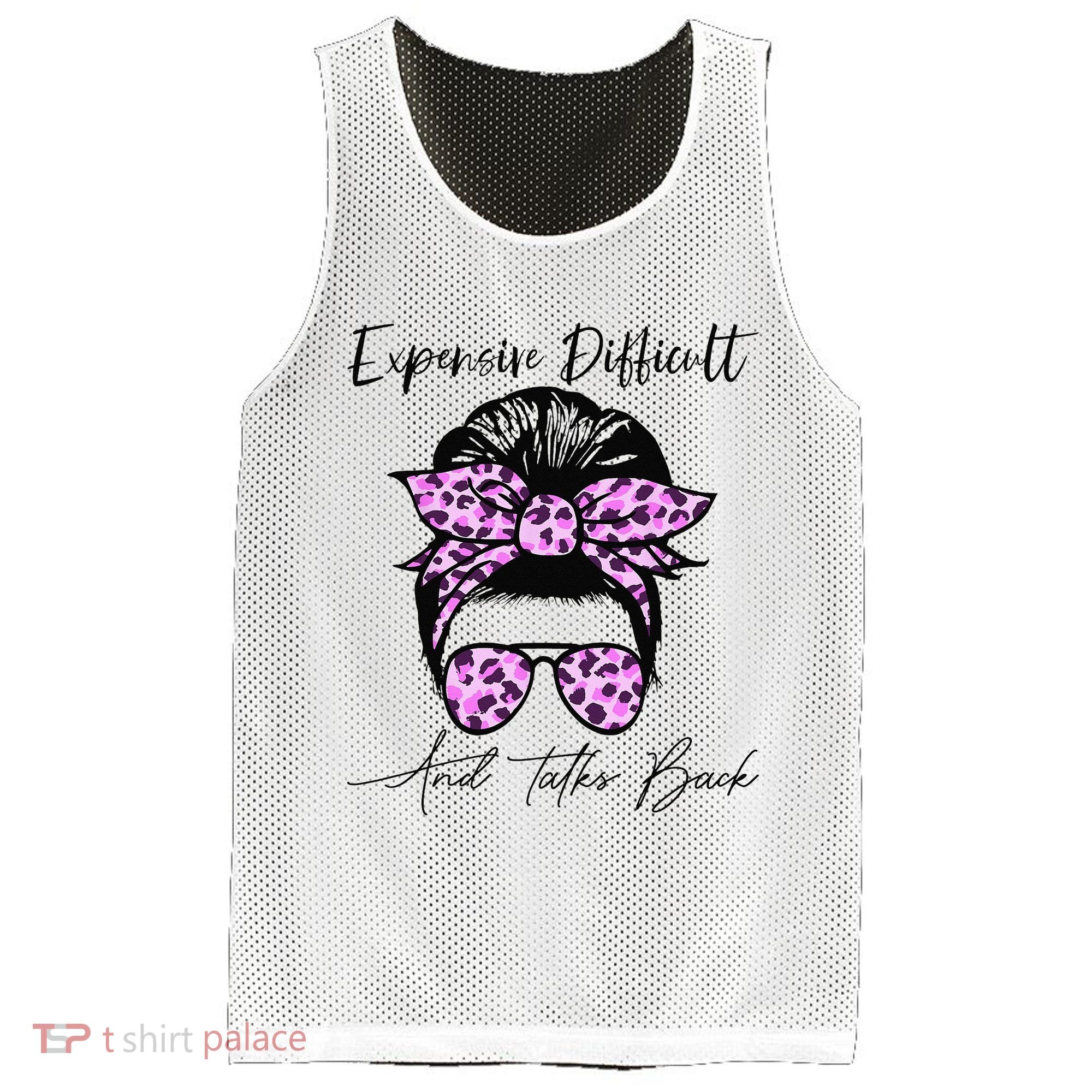 Expensive Difficult And Talks Back Messy Bun Leopard Pattern Mesh Reversible Basketball Jersey Tank