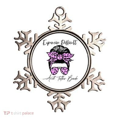 Expensive Difficult And Talks Back Messy Bun Leopard Pattern Ornament
