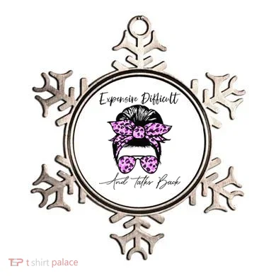Expensive Difficult And Talks Back Messy Bun Leopard Pattern Ornament