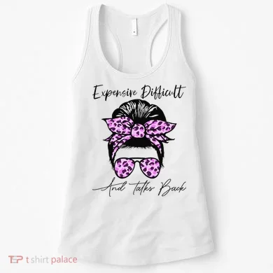Expensive Difficult And Talks Back Messy Bun Leopard Pattern Women's Tank Top