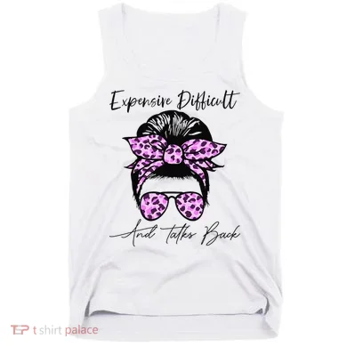 Expensive Difficult And Talks Back Messy Bun Leopard Pattern Tank Top