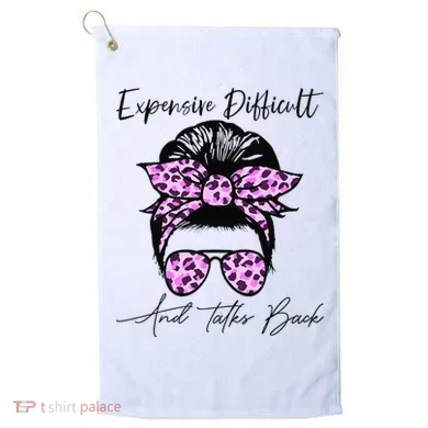 Expensive Difficult And Talks Back Messy Bun Leopard Pattern Golf Towel