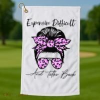 Expensive Difficult And Talks Back Messy Bun Leopard Pattern Golf Towel thumb 1