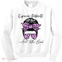 Expensive Difficult And Talks Back Messy Bun Leopard Pattern Kids Sweatshirt thumb 0