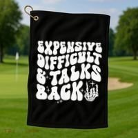 Expensive Difficult And Talks Back Groovy Golf Towel thumb 1