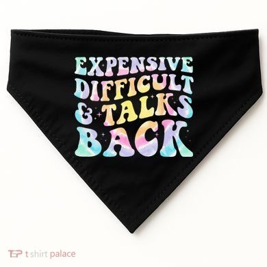 Expensive Difficult And Talks Back Groovy Women Mothers Day USA-Made Doggie Bandana
