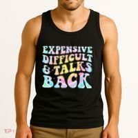 Expensive Difficult And Talks Back Groovy Women Mothers Day Tank Top thumb 3