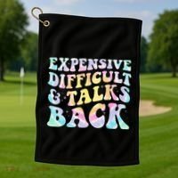 Expensive Difficult And Talks Back Groovy Women Mothers Day Golf Towel thumb 1