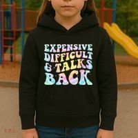 Expensive Difficult And Talks Back Groovy Women Mothers Day Kids Hoodie thumb 3