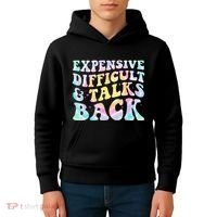 Expensive Difficult And Talks Back Groovy Women Mothers Day Kids Hoodie thumb 4