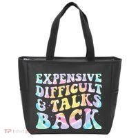 Expensive Difficult And Talks Back Groovy Women Mothers Day Tote Bag thumb 0