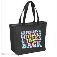 Expensive Difficult And Talks Back Groovy Women Mothers Day Tote Bag thumb 2