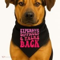 Expensive Difficult And Talks Back Funny Mother's Day Groovy USA-Made Doggie Bandana thumb 1