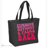 Expensive Difficult And Talks Back Funny Mother's Day Groovy Tote Bag thumb 2