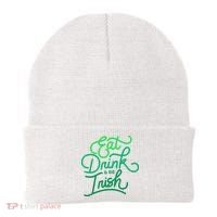 Eat Drink And Be Irish Festive St Patrick's Day Beanie thumb 0
