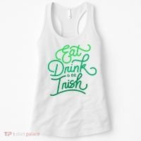 Eat Drink And Be Irish Festive St Patrick's Day Women's Tank Top thumb 0