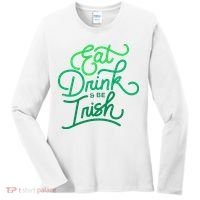 Eat Drink And Be Irish Festive St Patrick's Day Women's Long Sleeve Shirt thumb 0