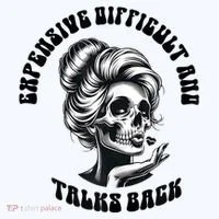 Expensive Difficult And Talks Back Messy Bun Mothers Day Button thumb 1