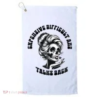 Expensive Difficult And Talks Back Messy Bun Mothers Day Golf Towel thumb 0