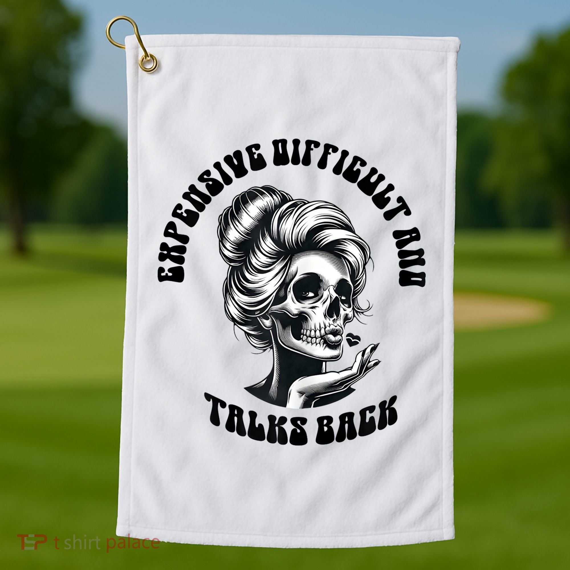 Expensive Difficult And Talks Back Messy Bun Mothers Day Golf Towel