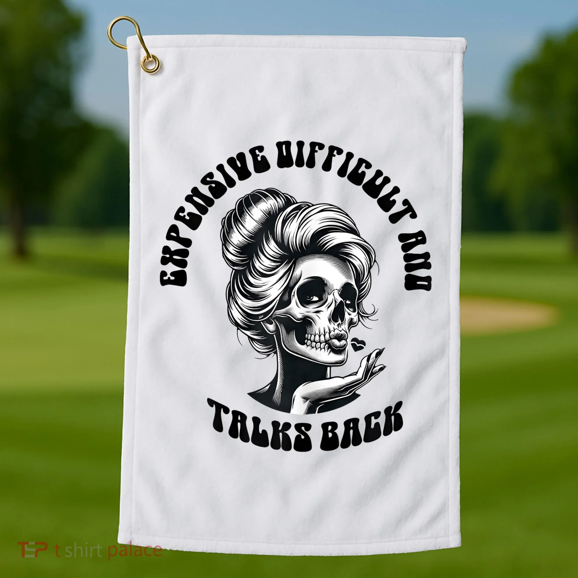 Expensive Difficult And Talks Back Messy Bun Mothers Day Golf Towel