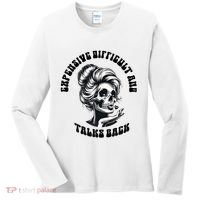 Expensive Difficult And Talks Back Messy Bun Mothers Day Women's Long Sleeve Shirt thumb 0