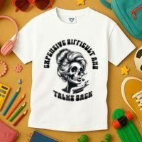 Expensive Difficult And Talks Back Messy Bun Mothers Day Kids T-Shirt thumb 3