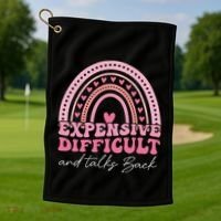 Expensive Difficult And Talks Back Mothers Day Mom Life Golf Towel thumb 1