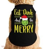 Eat Dink And Be Merry Pickleball Christmas Santa Hat Doggie Tank thumb 0