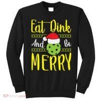 Eat Dink And Be Merry Pickleball Christmas Santa Hat Sweatshirt thumb 0