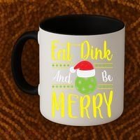 Eat Dink And Be Merry Pickleball Christmas Santa Hat Coffee Mug thumb 2