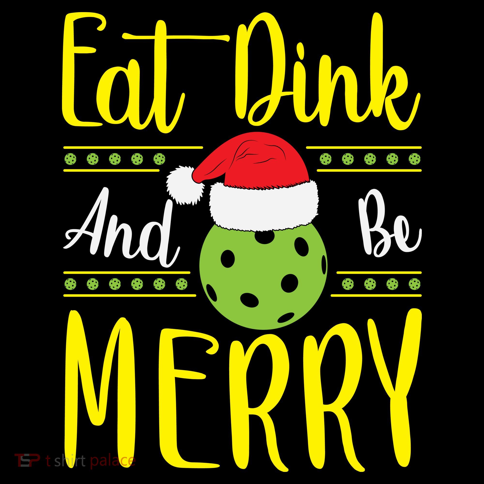 Eat Dink And Be Merry Pickleball Christmas Santa Hat Coffee Mug