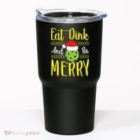 Eat Dink And Be Merry Pickleball Christmas Santa Hat Tumbler thumb 0