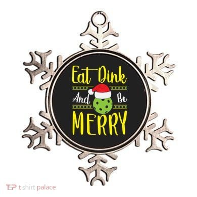 Eat Dink And Be Merry Pickleball Christmas Santa Hat Ornament