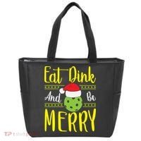 Eat Dink And Be Merry Pickleball Christmas Santa Hat Tote Bag thumb 0