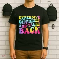 Expensive Difficult and Talks Back Groovy Mothers' Day T-Shirt thumb 6