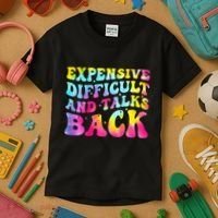 Expensive Difficult and Talks Back Groovy Mothers' Day Kids T-Shirt thumb 3
