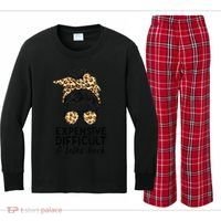 Expensive Difficult And Talks Back Messy Bun Kids Long Sleeve Plaid Pajama Set thumb 0
