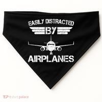 Easily Distracted By Airplanes Aviation Pilot Airplane Lover USA-Made Doggie Bandana thumb 0