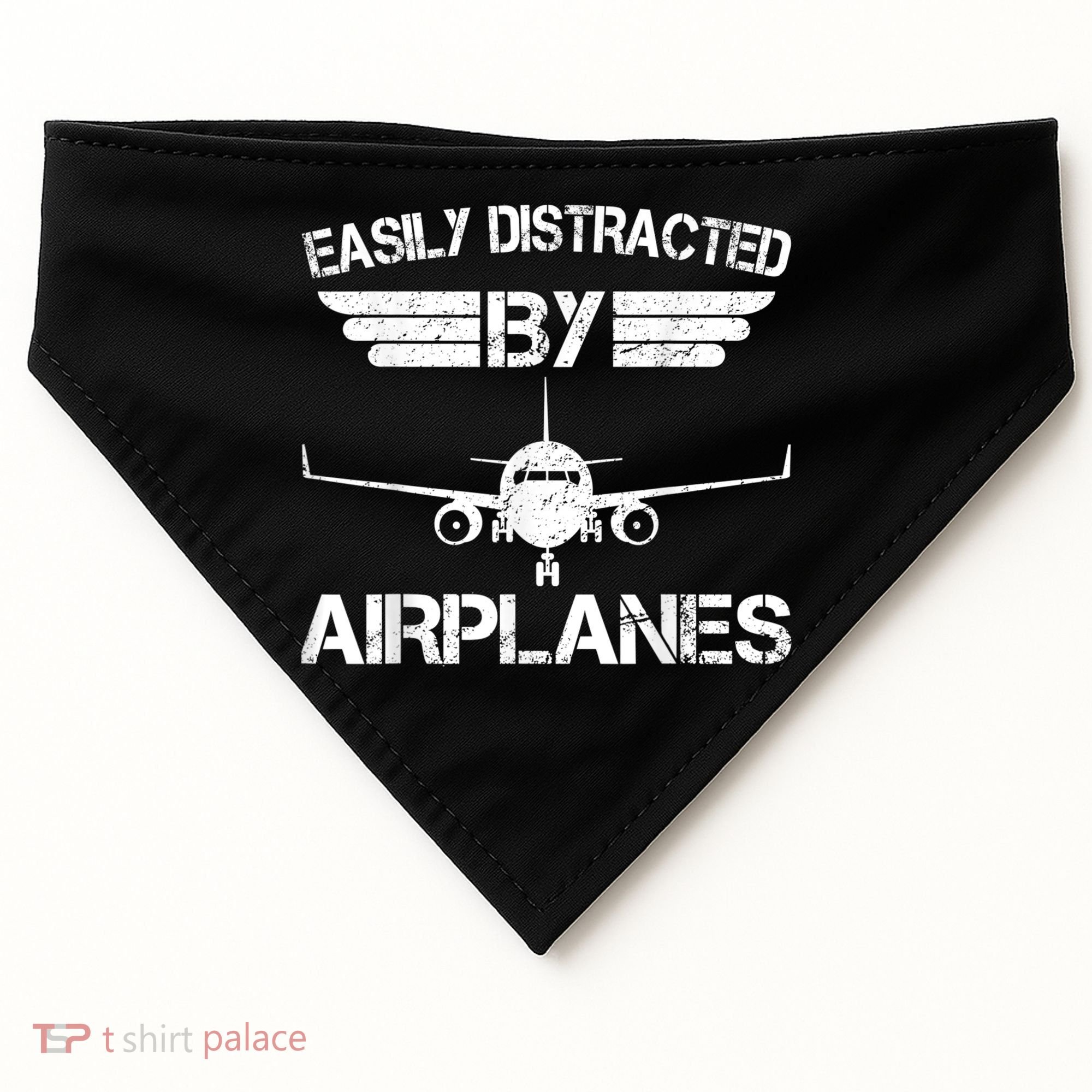 Easily Distracted By Airplanes Aviation Pilot Airplane Lover USA-Made Doggie Bandana